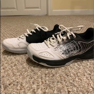 Wilson boys black and white tennis shoes